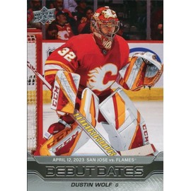 2023-24 Upper Deck Debut Dates Dustin Wolf Flames Card #DD-5