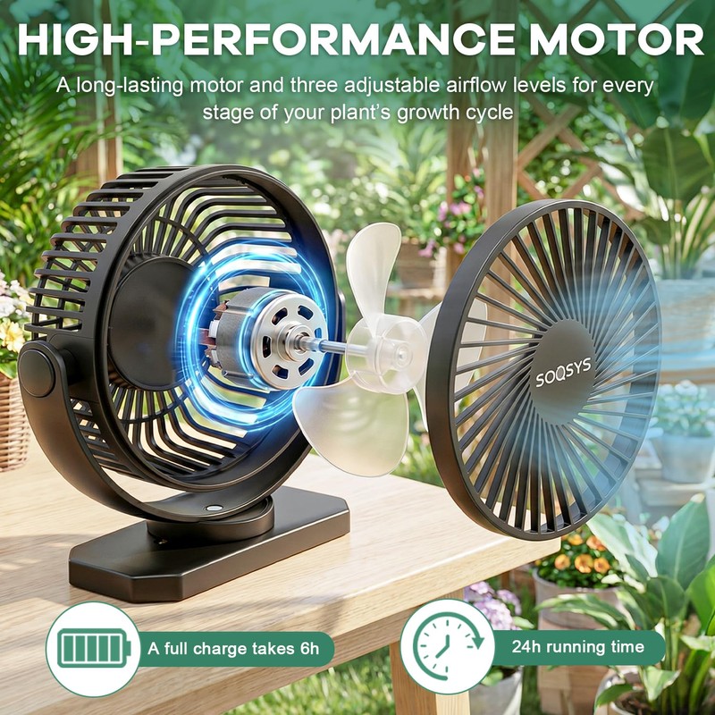Grow Tent Fan 6”, Magnetic Fan for Greenhouse Plant with