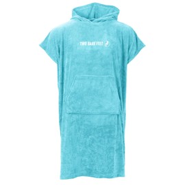 Two Bare Feet Microfibre Towelling Changing Robe for Adults – Lightweight Towel Poncho for Easy Changing, Quick-Dry Beach Cover-Up, Surfing & Swimming Accessory (Aqua - Large)