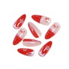 Christmas Press on Nails Almond-24Pcs Red Artificial Fake Nails with