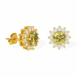 Aretes Flor de Moissanita para Mujer | Plata .925 Bañados en Oro Amarillo 18K | Elixir del Lujo | Certificado GRA | Joyería Fina y Exclusiva de Alta c