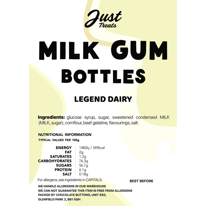 Just Treats Old Fashioned Dusted Milk Bottles (500g Share Bag)