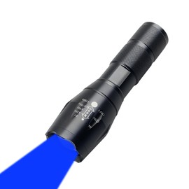 High Power Blue LED Flashlight,Zoomable Long Range Single Mode Blue Light Flashlights for Night Deer Hunting Fishing