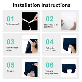 WdFour French Door Curtains with Silky Feel Thermal Insulated Noise Reducing Blackout Curtains for Glass Door Office (25W x 80L, 1 Panel, Navy Blue)