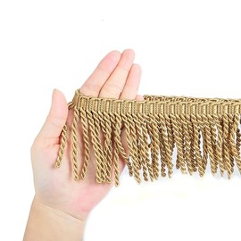 BEL AVENIR Curtain Fringes Bullion Fringe Trim with Blue Ribbon 5.3 Yard x 3 Inches Fabric Trims Sewing DIY Decoration for Curtain Sofa Clothes