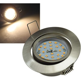 ChiliTec LED Recessed Spotlight Swivelling 5 Watt 590 Lumen 32 mm Flat 230 V Recessed Spotlight Stainless Steel Design 2900 K Light Warm White