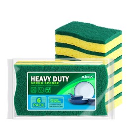 AIDEA Sponges Kitchen, Heavy Duty Scrub Sponges-6 Count, Sponges for Dishes, Cellulose Kitchen Sponges, Cleans Fast Without Scratching, Cleaning Sponges for Non-Coated Cookware, Dishes, Pots, Pans