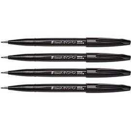Pentel Fude Touch Sign Pen - Black - Pack of 4