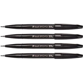 Pentel Fude Touch Sign Pen - Black - Pack of 4