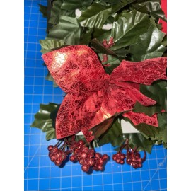 Ashland 6ft Red Berry Poinsettia Holly Chain Garland Lot Of 2