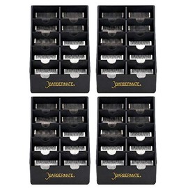 4 Pack BarberMate Blade Rack Storage Tray - Holds 10 Clipper Blades (Black)