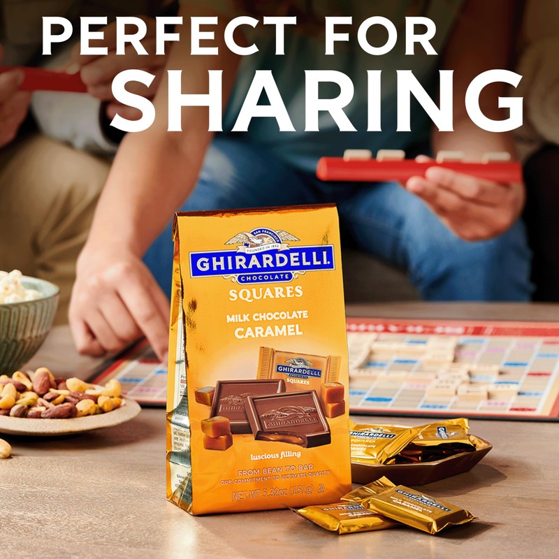 GHIRARDELLI Milk Chocolate Squares with Caramel Filling, 5.32 OZ Bag