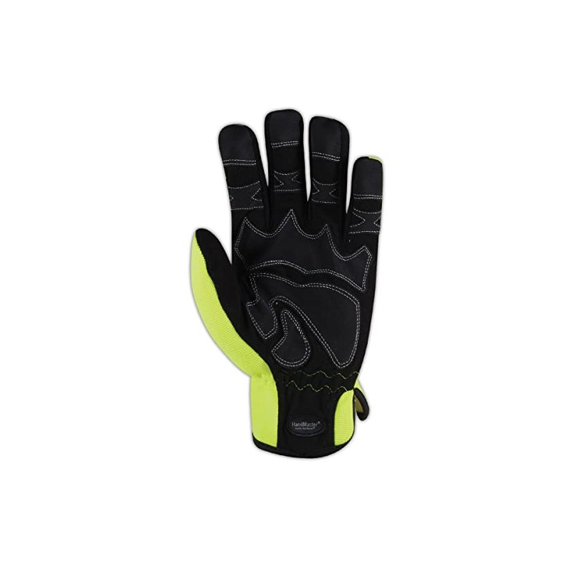 MAGID HandMaster High-Visibility Abrasion-Resistant Mechanics Gloves, 1 Pair, Size 8/Medium