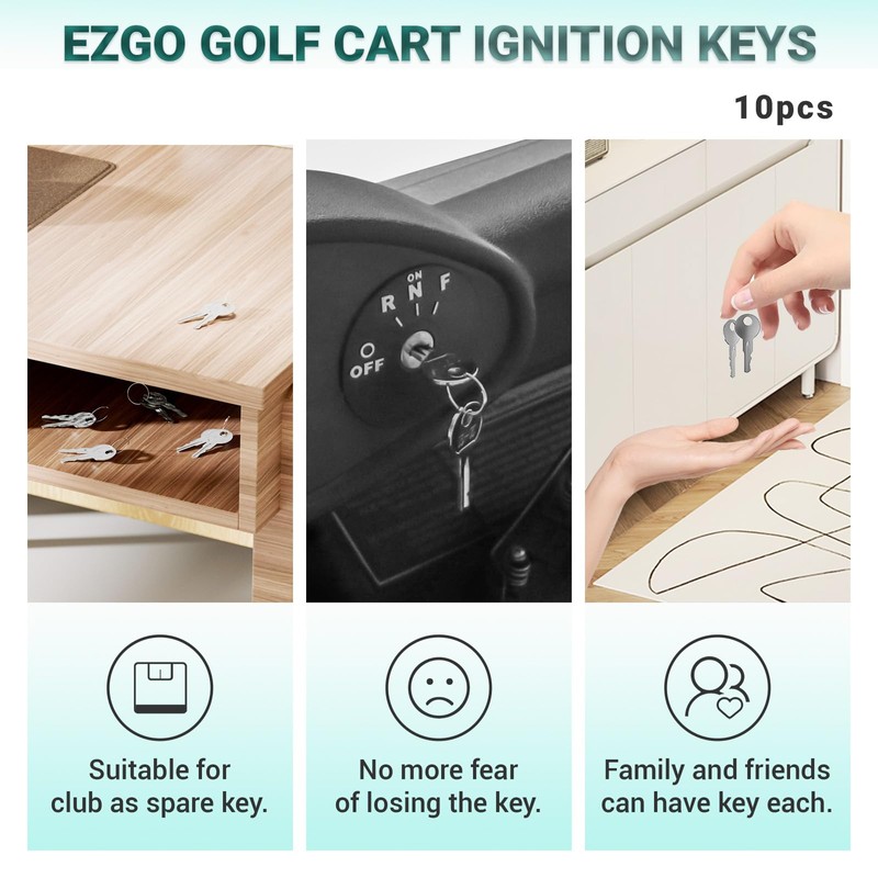Drive-up Ignition Keys (10 PCS) Fits CLUBCAR EZGO YAMAHA Golf