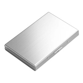 WOLMIK Credit Card Holder, RFID Blocking Credit Card Case, Metal Credit Cards, Business Card Case, 6 Compartments, RFID & NFC Protection, Credit Card Holder for Women, Men (Silver), silver, 9,6 x 6,5