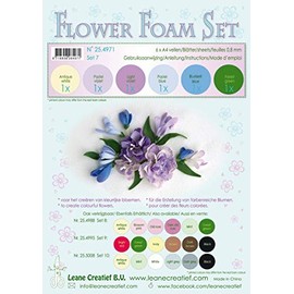 Leane Creatief A4 0.8mm Flower Foam Sheets 6pcs - Set 7 Pastel Blue/Violet Colours