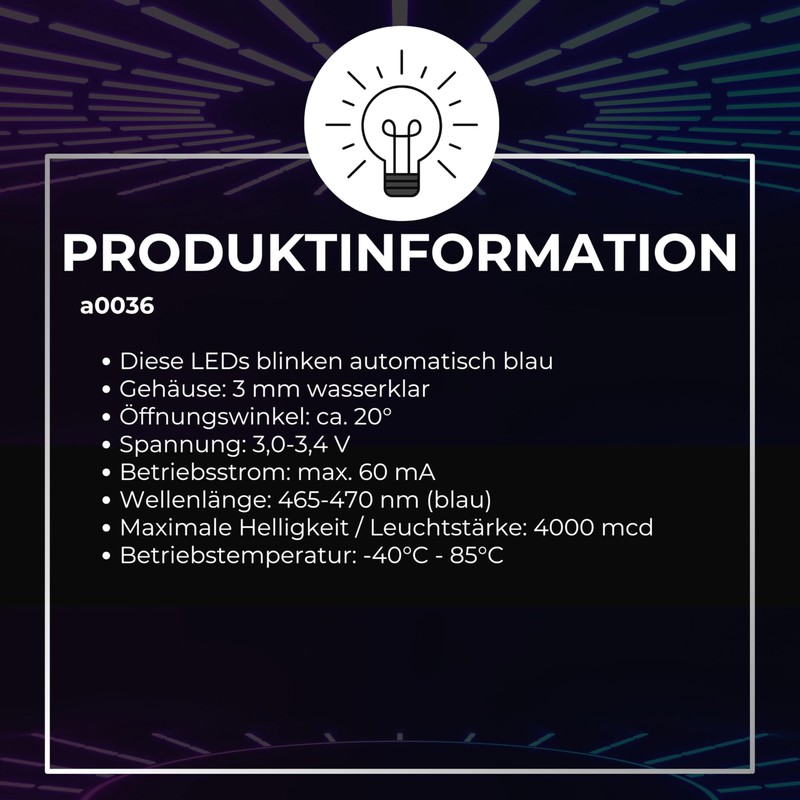 100 x LED 3 mm blue flashing blue LEDs LEDs