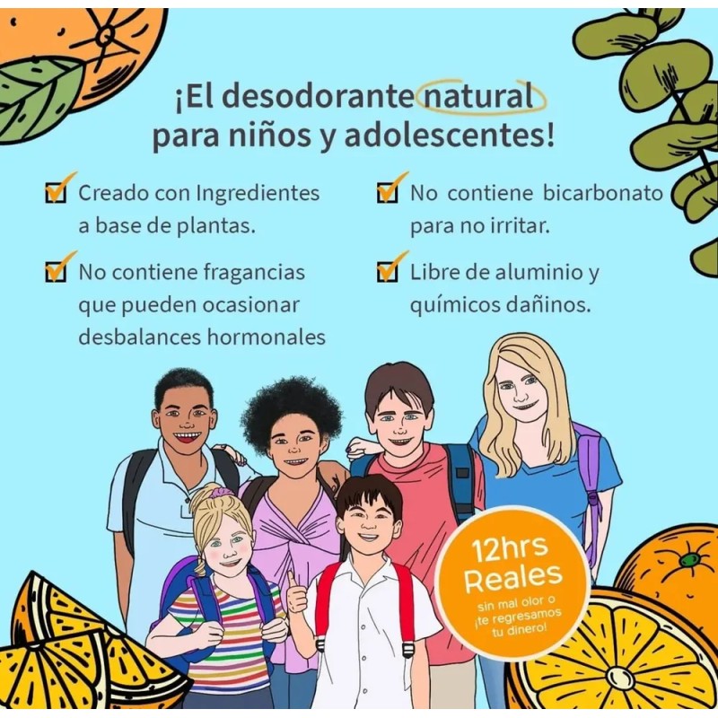 Desodorante Natural Niños Y Adolescentes Naranja Kobol Naranja/eucalipto