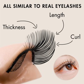 6 Pairs of Embagol Multifunction Replaced Eyelids Makeup for Training Head Removable Realistic Eyelids Eyelash Training