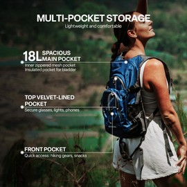 EVERFUN Hydration Backpack 18L Hiking Water Backpack with Water Bladder 2L, Women Men Hydration Pack Insulated Daypack Lightweight Hydropack with Rain Cover for Hiking, Cycling, Running, Festivals