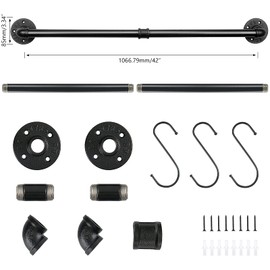 Jeasor Industrial Pipe Towel Rack Towel Bar, Heavy Duty Wall Mounted Rustic Farmhouse Bath Towel Holder for Bathroom (Black, 42 inch)