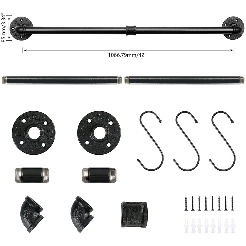 Jeasor Industrial Pipe Towel Rack Towel Bar, Heavy Duty Wall