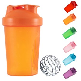 KANGSIT Protein Shaker Bottle 400ml with Stainless Steel Mixing Ball, BPA- and DEHP- free, Leakproof Flip On Lid, Odourless, Temperature Safe, Dishwasher Safe