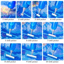 Thin Version Stainless Steel Diamond Painting Art Drilling Tips Nibs Placers Tool Accessories All 10 Beads