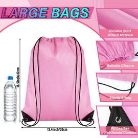 Silkfly 100 Pieces Drawstring Backpack Bags Bulk Portable Blank Cinch Storage Bags for Sports, School, DIY Gifts, Homeless, Social Assistance(Light Pink)