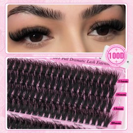 Yawamica Eyelash Clusters Fluffy Cluster Eyelash Extensions 14-20mm Wispy Lash Clusters 100D+150D+200D Mixed Volume Individual Lashes 240pcs Cluster Lash DIY Lash Extension by Self