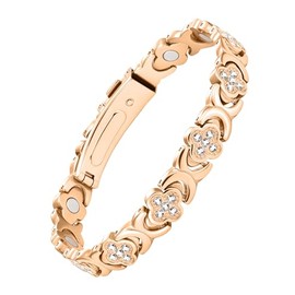 Jeracol 99 % Kupfer für Frauen, magnetisch für Frauen mit Glücksklee-Design, verstellbare Länge mit Größenwerkzeug in Geschenkbox