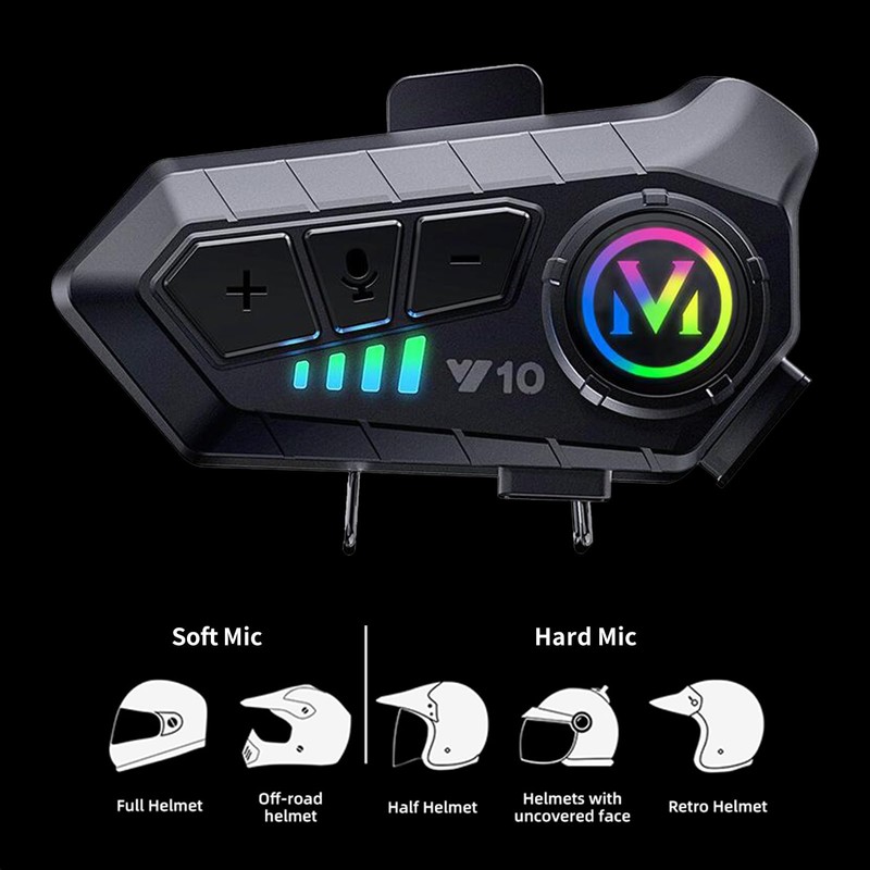 Motorcycle Helmet Headset Intercom 10 m BT IPX6 Helmet Communication