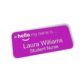 Hello My Name is Purple Background Name Badge 76 x 32 mm Dementia Friendly Doctor Student Doctor GP Healthcare Assistant Nurse Practitioner Clinical Medical