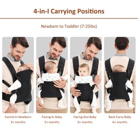 IULONEE Toddler Carrier Front and Back Baby Carrier Newborn Toddler, Soft, Light, Breathable, Simple, Adjustable Ergonomic Baby Sling Carrier, 7-25 Lbs,Black