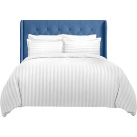 Sunshine Comforts Single Duvet Cover Set - 3PC Hypoallergenic Satin Stripes Microfiber Quilt Cover Bedding Single Bed Set with Pillow Cases-Breathable & Anti Wrinkle Single Duvet Cover (White)