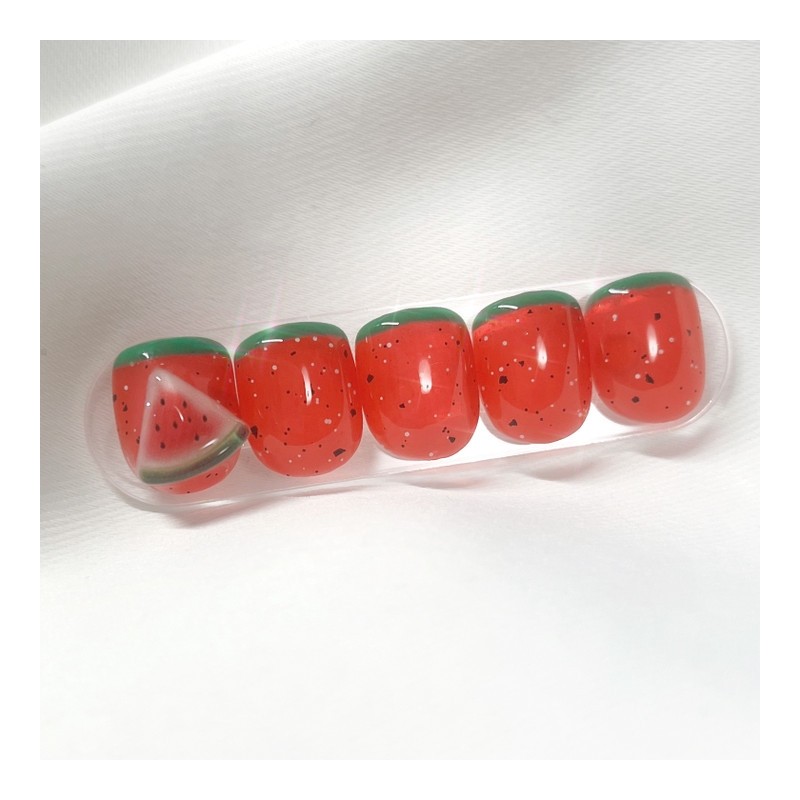 [Handmade Nail Tips] Watermelon Syrup Nail Tips - Petit Coffin