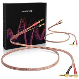 UCINNOVATE 2 x 13 AWG Speaker Cable with Gold-Plated Right Angle Banana Plug, 3 m HiFi Audiophile Speaker Cable Male to Male Audio Speaker Jumper Cable Cord (3 m / 9.8 ft)