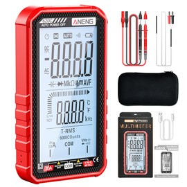 Digital Multimeter Tester, Smart Multimeter with Auto Ranging Digital Voltmeter Measures Voltage Current Resistance Continuity Capacitance Temperature for Electricians,DIY (620C Red)