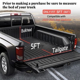 TNMT Soft Roll-up Truck Bed Tonneau Cover Compatible with 2020-2025 Jeep Gladiator JT, 5FT (60") Pickup Truck Bed Covers