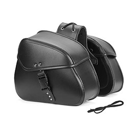 Kemimoto Saddlebags Motorcycle, Throw Over Bags, Leather Side Saddle Bags, Compatible with Kawasaki Sportster Medium Black