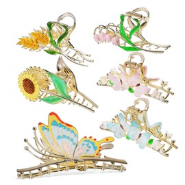 VICASKY 6Pcs Women Hair Clips Metal Flower Butterfly Hair Claw Clips Strong Hold for Party Wedding Daily Use