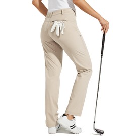 Willit Women's Golf Pants Stretch Hiking Pants Quick Dry Lightweight Outdoor Casual Pants with Pockets Water Resistant Khaki 6