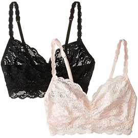 Cosabella Women's Say Never Sweetie Bralette 2 Pack, Black/Pink Lilly, Extra Large