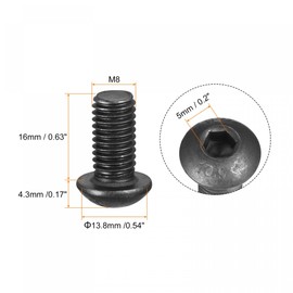 TA-VIGOR 10Pcs M8 x 16mm Alloy Steel Button Head Hex Socket Cap Screws, Flanged Button Bolts Nuts Hex Drive Fastener for Machine