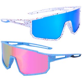 Guiqulai 2Pcs Youth Polarized Sunglasses Kids Baseball Glasses UV400 Protection Sports Sun Glasses Lightweight Shades for Boys Girls Volleyball Cycling Running Beach Outdoor Activities