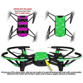 Skin Decal Wrap 2 Pack for DJI Ryze Tello Drone Skull Stripes Pink Drone NOT Included
