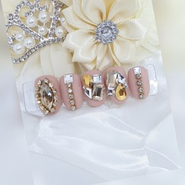 Golden Shadow Handmade Nail Tips - Long Round Square / 골든쉐도우 수제네일팁 - 롱라운드스퀘어