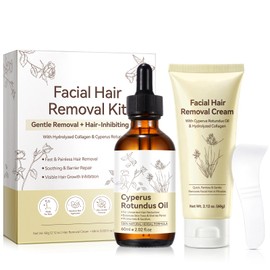2-Step Facial Depilatory Kit, Depilatory Cream & Cyperus Serum