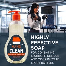 Hang Clean Sport Bottle Soap for Cleaning Shaker Bottle Blenders and Water Bottles, Plant Based, Combats Protein Residue and Odor, 16.9 Fl Oz (1 Pack)