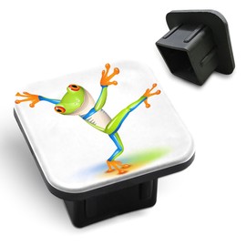 Tnomchey Frog Towing Cover Cute Green Happy Animal Dancing Tree Frog in Equilibrium Sturdy Rubber Tow Hitch Cover Insert Receiver Tube Cover Cap Fit for 2 Inch Hitch Receivers